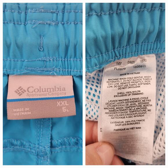 Columbia Swim Trunks Mens XXL 2XL Bright Blue Nylon PFG Lightweight Shorts - Picture 11 of 11